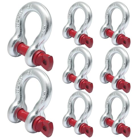 3/8" 2 Pcs Heavy Duty Shackle, Galvanized Clevis Shackle Screw Pin, 1 Ton Heavy Shackle for Tow Strap/Winch/Traction Steel Wire/Vehicle Recovery in Saudi Arabia