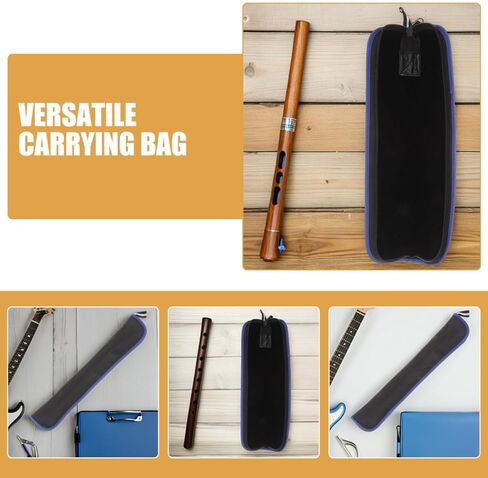 Mikinona 4pcs Recorder Case Bag Waterproof Oxford Cloth Portable Music Instrument Carrying Storage for Soprano Recorder and Tenor Sax with Handle, Black with Blue Trim in Saudi Arabia