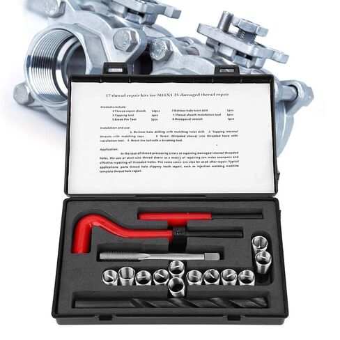 Thread Repair Kit, 17Pcs M11 x 1.25 Drill Helicoil Repair Kit 2D Female Thread Repairing Accessory Assortment Kit in Saudi Arabia