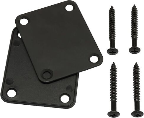 1 Pack Guitar Neck Plate Replacement, Black Metal Bass Guitar Neck Plate with Mounting Screws in Saudi Arabia