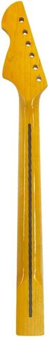 Maple Gloss Yellow Finish Electric Guitar Neck 25.5" Scale, Rosewood Fretboard 22 Frets, C Shape 10-12" Radius Normal Nut Bolt-On Heel Guitar Parts Replacement (Block Inlay with Binding) in Saudi Arabia