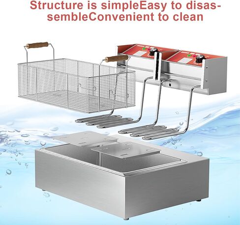 22L (23.25QT) Large Electric Deep Fryer with 3 Baskets - 3400W Thickened Stainless Steel Countertop Oil Fryer Temperature Control Easy Clean Catering Fryer in Saudi Arabia