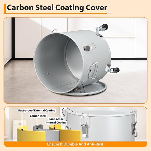 دلو شحوم المقلاة سعة 8 جالون، دلو زيت المقلاة مع غطاء، علبة التخلص من الزيت مع طلاء مقاوم للصدأ، وعاء فلتر زيت من الفولاذ الكربوني المطلي مع قاعدة عجلات، حاوية نقل الزيت مع مشابك قفل وحقيبة فلتر in Kuwait