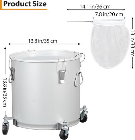 دلو شحوم المقلاة سعة 8 جالون، دلو زيت المقلاة مع غطاء، علبة التخلص من الزيت مع طلاء مقاوم للصدأ، وعاء فلتر زيت من الفولاذ الكربوني المطلي مع قاعدة عجلات، حاوية نقل الزيت مع مشابك قفل وحقيبة فلتر in Kuwait