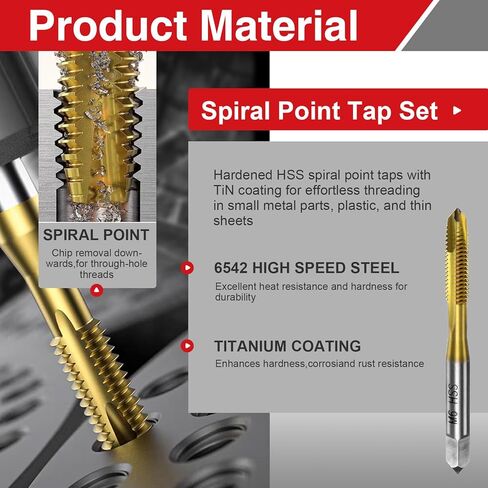 مجموعة حنفية لولبية 7 قطع M2 M2.5 M3 M3.5 M4 M5 M6، فولاذ عالي السرعة مطلي بالتيتانيوم 6542 أداة خيوط لأعمال المعادن والإصلاح الدقيق in Kuwait