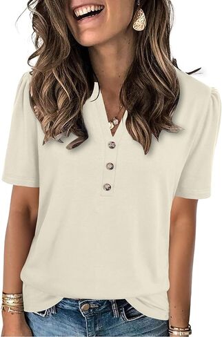 قمصان نسائية صيفية 2025 بأكمام قصيرة قمصان كاجوال ملابس فضفاضة تناسب الموضة in Kuwait