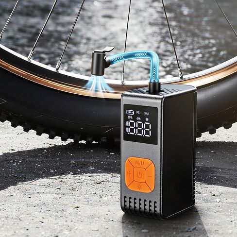 YITAMOTOR Mini Electric Bike Pump with Gauge Max 150PSI, Bike Tire Pump Portable, Rechargeable Bicycle Air Pump Auto Stop with Presta and Schrader Valve for MTB Road Bike Mountain Bike and Balls in Saudi Arabia