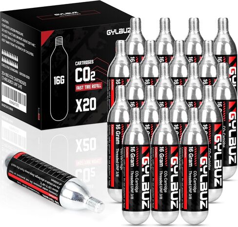 Threaded CO2 Cartridges 16g - for All CO2 Bike Tire Inflators with Threaded Connection, Great Refill for Mountain or Road Bicycle Tires,6/12/20 Count Available in Kuwait