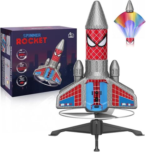 Rocket Launcher for Kids-التصميم الثاني الذي تمت ترقيته للجنرال ، إطلاق السيارات الكهربائي ، رحلة 200 قدم مع المظلة الآمنة ، لعبة الصواريخ في الهواء الطلق للبنين والبنات ، هدية عيد ميلاد للأعمار من 6 إلى 13 عامًا ، نمط العنكبوت in Kuwait