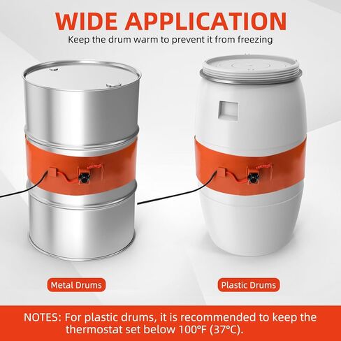 NORJIN 55-Gallon Metal Drum Heater, 10 * 68.5 inch Drum Heater Barrel Band, 1200 Watt 120 Volt Insulated Band Heater Pail Heater with Temperature Adjustment in Kuwait