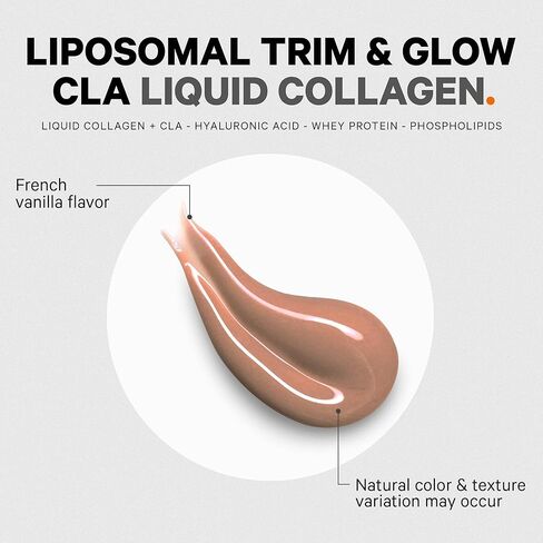 Codeage Liquid Collagen Supplement Vanilla Flavor, Beauty Trim & Glow Liposomal Collagen Peptides, CLA Conjugated Linoleic Acid, Hyaluronic Acid, Vitamin E, Hydrolyzed, Non-GMO, 15.22 fl oz in Saudi Arabia