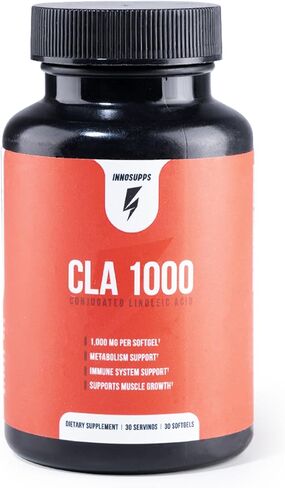InnoSupps CLA 1000 مجم - مكملات CLA مع زيت القرطم - يدعم عملية التمثيل الغذائي، وتعافي العضلات الهزيلة ونموها، والقدرة على التحمل، وصحة المناعة (30 كبسولة) in Kuwait