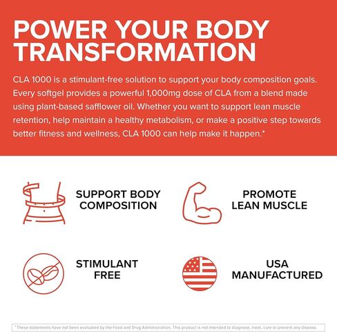 InnoSupps CLA 1000 مجم - مكملات CLA مع زيت القرطم - يدعم عملية التمثيل الغذائي، وتعافي العضلات الهزيلة ونموها، والقدرة على التحمل، وصحة المناعة (30 كبسولة) in Kuwait