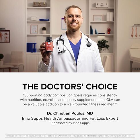 InnoSupps CLA 1000 مجم - مكملات CLA مع زيت القرطم - يدعم عملية التمثيل الغذائي، وتعافي العضلات الهزيلة ونموها، والقدرة على التحمل، وصحة المناعة (30 كبسولة) in Kuwait