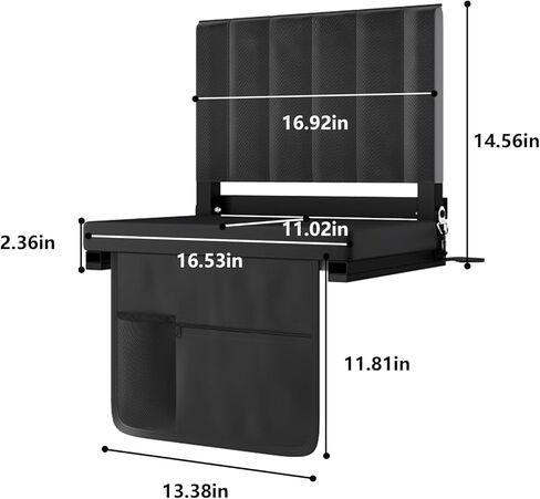 Portable Stadium Seat with Back Support, Folding Bleacher Chair with Cushion, Cup Holders, Storage Pockets & Shoulder Strap – Ideal for Sports Events, Camping & Picnics (Black) in Saudi Arabia