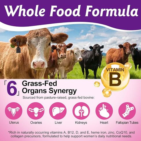 2 Pack Beef Organ Supplement for Women, Natural Grass Fed Beef Liver Capsules, Hormone Balance for Women, for Support Balance Hormones, Energy, & More and Menstrual Cycle,Skin Care in Saudi Arabia