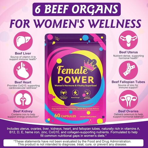 2 Pack Beef Organ Supplement for Women, Natural Grass Fed Beef Liver Capsules, Hormone Balance for Women, for Support Balance Hormones, Energy, & More and Menstrual Cycle,Skin Care in Saudi Arabia