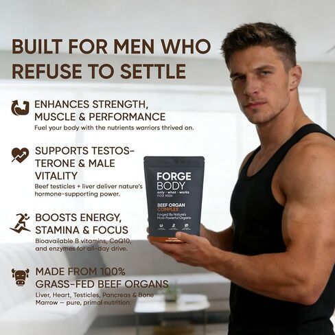 Forgebody Beef Organ Complex Capsules, Grass Fed & Pasture Raised - Total Body Wellness & Performance, Immune Support, Gluten-Free, Non-GMO, 60 Count (1) in Saudi Arabia