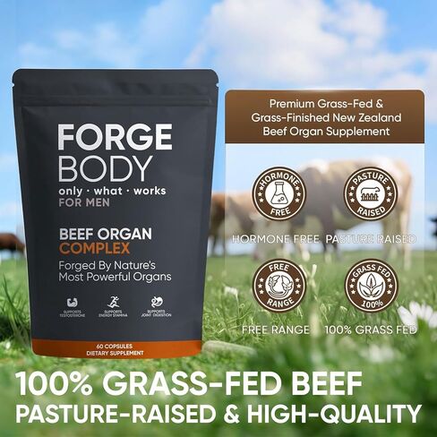 Forgebody Beef Organ Complex Capsules, Grass Fed & Pasture Raised - Total Body Wellness & Performance, Immune Support, Gluten-Free, Non-GMO, 60 Count (1) in Saudi Arabia