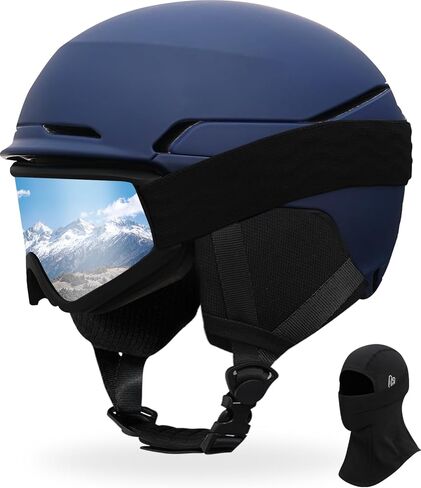 Ski Helmet with Goggles Mask Set,DXH-811 Snowboard Helmet for Adults-with 10 Vents, PC Shell and EPS Foam, Snow Helmets for Men Women Youth in Kuwait