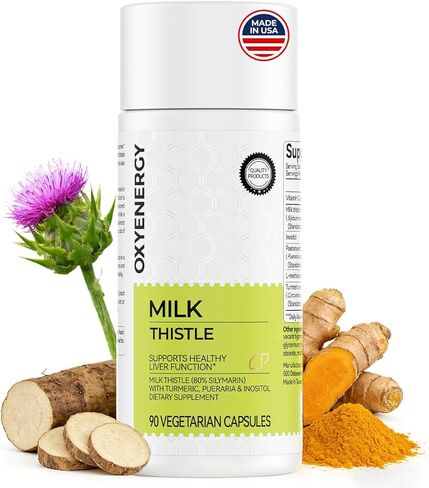 مكمل إزالة السموم وإصلاح الكبد من أوكسي إنرجي مع 80% من شوك الحليب والكركم والإينوسيتول والبوريريا، يدعم صحة الكبد، غير معدل وراثيًا، خالي من الغلوتين، 90 كبسولة نباتية، صنع في الولايات المتحدة الأمريكية in Kuwait