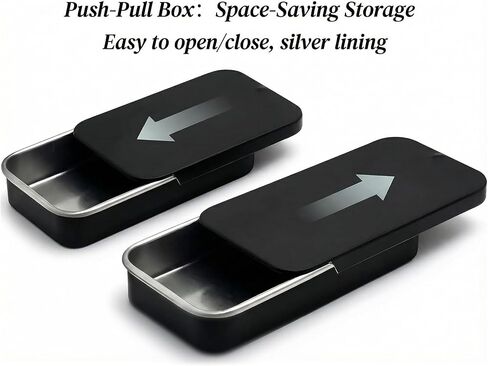 مربع دافع الكحول في الكحول مربع صغير معدني صغير مع شريط منزلق الغطاء -20 PCS علب الكعكة علب المعادن مع مناديل عدسة العدسة تخزين القصدير المفصلي الأسود المحمولة لتنظيم المجوهرات ، الحرف ، حشرة تدريب الطيور in Kuwait