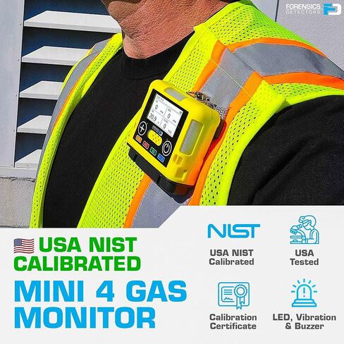 4 مراقب غاز | ميني وصغير | الولايات المتحدة الأمريكية معايرة NIST | O2، CO، H2S، LEL | شحن USB | in Kuwait