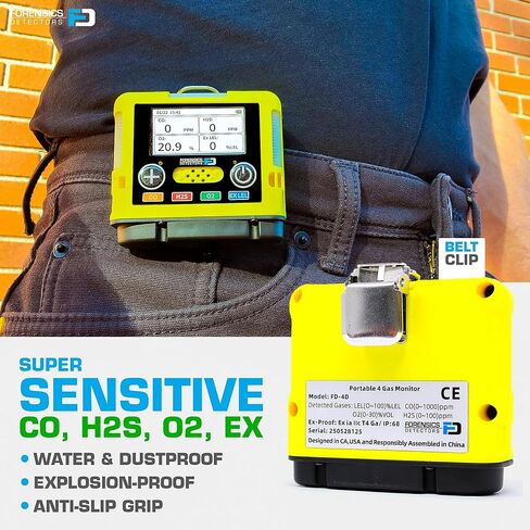 4 مراقب غاز | ميني وصغير | الولايات المتحدة الأمريكية معايرة NIST | O2، CO، H2S، LEL | شحن USB | in Kuwait