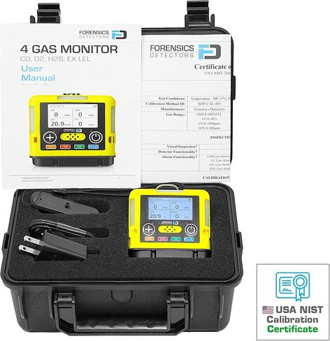 4 مراقب غاز | ميني وصغير | الولايات المتحدة الأمريكية معايرة NIST | O2، CO، H2S، LEL | شحن USB | in Kuwait