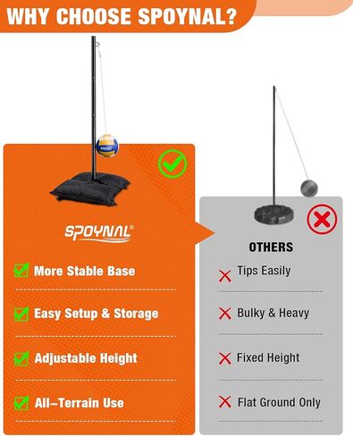 Heavy Duty Tetherball Set with Ball and Rope, Complete Tetherball Equipment with Adjustable Poles for Backyard, Beach, Indoor & Outdoor in Saudi Arabia
