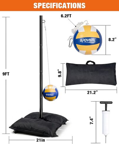 Heavy Duty Tetherball Set with Ball and Rope, Complete Tetherball Equipment with Adjustable Poles for Backyard, Beach, Indoor & Outdoor in Saudi Arabia