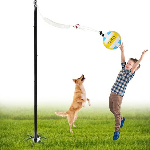 ASOCEA Adjustable Tether Ball and Rope,Backyard Tetherball Set for Kids/Adults/Dogs,Outdoor Backyard Playground Play Game Toys Equipment in Kuwait