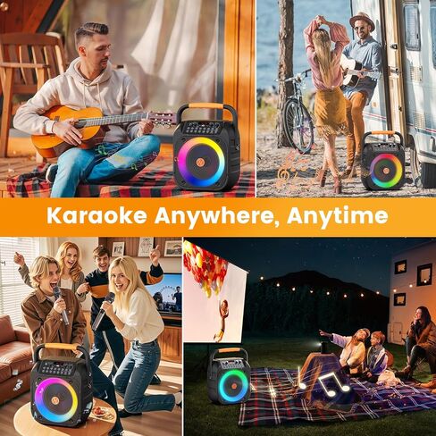 Karaoke Machine for Adults, Portable Bluetooth Karaoke Speaker with 2 Wireless Microphones, Echo Adjustment, LED Lights, PA System with 6.5" Subwoofer, Support TV/AUX/USB/TF Card (Black) in Saudi Arabia