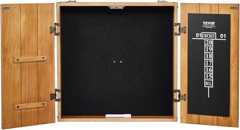 VEVOR Dart Board Cabinet Set, Multiple Styles Ready-to-Play Bundle Official Size, Steel Tip Dart Hideaway Cabinet, Features Easy Assembly, Complete with All Accessories, Perfect for Cricket Games in Saudi Arabia