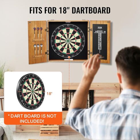 VEVOR Dart Board Cabinet Set, Multiple Styles Ready-to-Play Bundle Official Size, Steel Tip Dart Hideaway Cabinet, Features Easy Assembly, Complete with All Accessories, Perfect for Cricket Games in Saudi Arabia