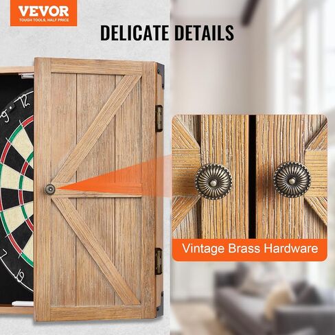 VEVOR Dart Board Cabinet Set, Multiple Styles Ready-to-Play Bundle Official Size, Steel Tip Dart Hideaway Cabinet, Features Easy Assembly, Complete with All Accessories, Perfect for Cricket Games in Saudi Arabia