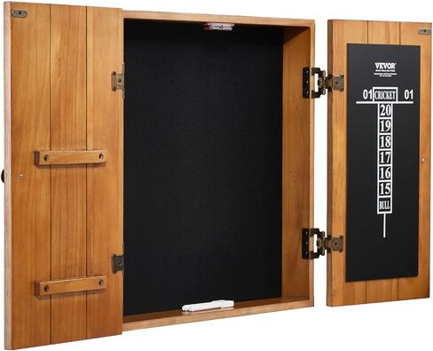 VEVOR Dart Board Cabinet Set, Multiple Styles Ready-to-Play Bundle Official Size, Steel Tip Dart Hideaway Cabinet, Features Easy Assembly, Complete with All Accessories, Perfect for Cricket Games in Saudi Arabia