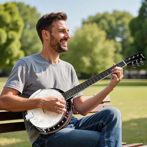 6 String Banjo Guitar Full Size, 38 Inch with Resonator Closed Back, Remo Head, Beginner Banjitar Six String Banjo Kit for Adult, Teens Starters with Bag, Strap, Piezo Pickup,Finger Picks Accessories in Saudi Arabia