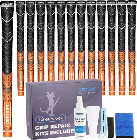 Geoleap Golf Grips Set of 13- Grips with Tapes and Grips with All Repair Kits for Choice,Hybrid Golf Club Grips All Weather Contral, High Feedback & Traction Golf Grips for Men and Women. in Kuwait