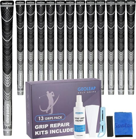 Geoleap Golf Grips Set of 13- Grips with Tapes and Grips with All Repair Kits for Choice,Hybrid Golf Club Grips All Weather Contral, High Feedback & Traction Golf Grips for Men and Women. in Saudi Arabia