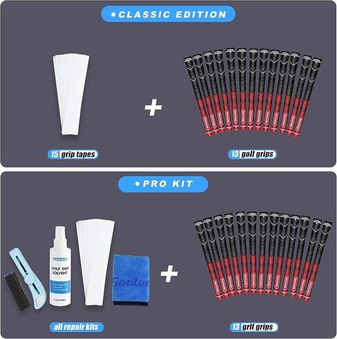Geoleap Golf Grips Set of 13- Grips with Tapes and Grips with All Repair Kits for Choice,Hybrid Golf Club Grips All Weather Contral, High Feedback & Traction Golf Grips for Men and Women. in Saudi Arabia