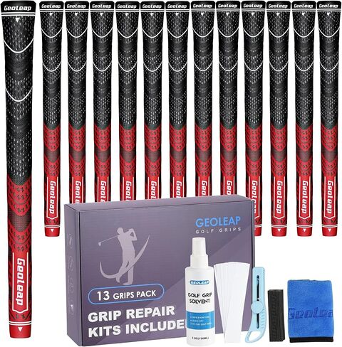 Geoleap Golf Grips Set of 13- Grips with Tapes and Grips with All Repair Kits for Choice,Hybrid Golf Club Grips All Weather Contral, High Feedback & Traction Golf Grips for Men and Women. in Saudi Arabia