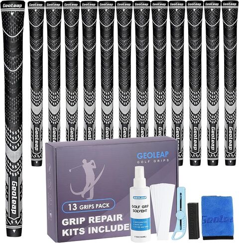 Geoleap Golf Grips Set of 13- Grips with Tapes and Grips with All Repair Kits for Choice,Hybrid Golf Club Grips All Weather Contral, High Feedback & Traction Golf Grips for Men and Women. in Saudi Arabia