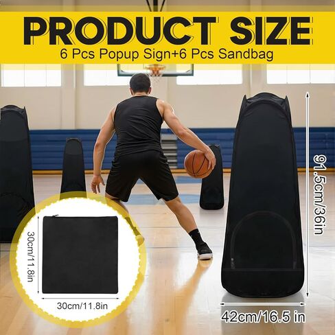 6 Pcs Basketball Blocker Pop Up Defender with Sand Bags Cone Blocking Dummy Training Mannequin Soccer and Basketball Defender Dummy Practice Equipment for Defence Training Drills in Saudi Arabia
