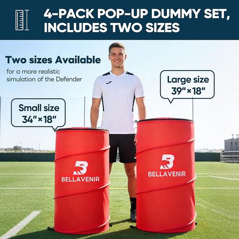 BELLAVENIR 4-Pack Pop Up Defender Dummy, Portable Foldable Training Equipment for Basketball, Football, Soccer Sports Blocking Drills Equipment in Saudi Arabia