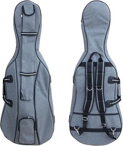 حقيبة تشيلو خفيفة الوزن 4/4 مع أشرطة ظهر مبطنة، وسقف مائي عالي التحمل للتشيلو الكهربائي الكلاسيكي مع مقابض مزدوجة وجيوب ملحقة (رمادي) in Kuwait