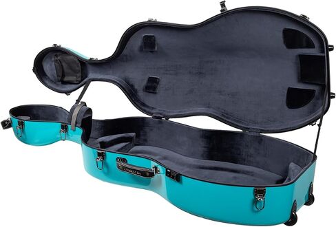 Crossrock Fiberglass 4/4 Cello Case with Wheels – Mint Blue Finish, Grey Velvet Interior, Lock, Music Pouch – Hardshell Travel Case (CRF2020CEFMB) in Saudi Arabia