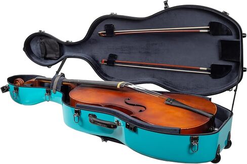 Crossrock Fiberglass 4/4 Cello Case with Wheels – Mint Blue Finish, Grey Velvet Interior, Lock, Music Pouch – Hardshell Travel Case (CRF2020CEFMB) in Saudi Arabia