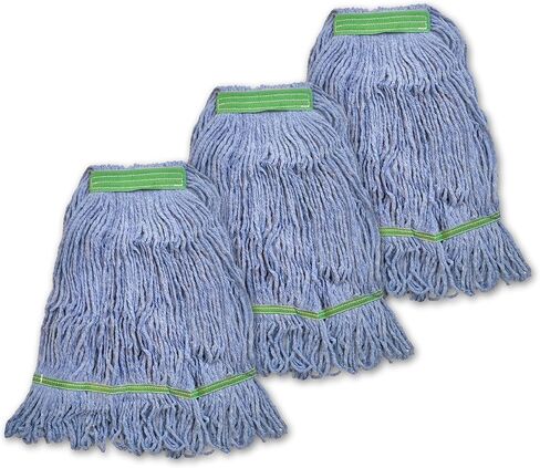 Super Clean Planet Heavy Duty Mop Head Refill (3-Pack) – Industrial Blue Cotton, Looped-End Wet Mop Heads for General, Commercial, Janitorial & Floor Cleaning in Saudi Arabia
