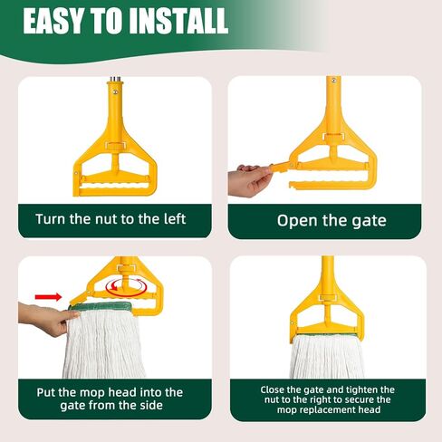 3 عبوات من رؤوس استبدال الممسحة الصناعية التجارية شديدة التحمل مع مقبض طويل 48 بوصة، سلسلة ذات نهاية ملفوفة 20 أونصة مماسح قطنية مبللة قابلة لإعادة التعبئة للمنزل والمرآب والمكتب والمطبخ in Kuwait